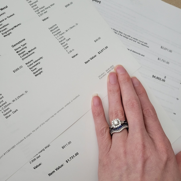 BAND SOLD!!14K WHITE GOLD VERA WANG DIAMOND & SAPPHIRE WISH 2 PC BRIDAL SET S: 5 - Picture 2 of 16